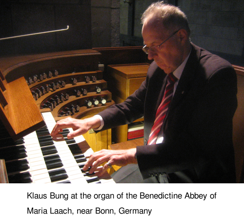 Klaus Bung at the organ of the Benedictine Abbey of Maria Laach, near Bonn, Germany