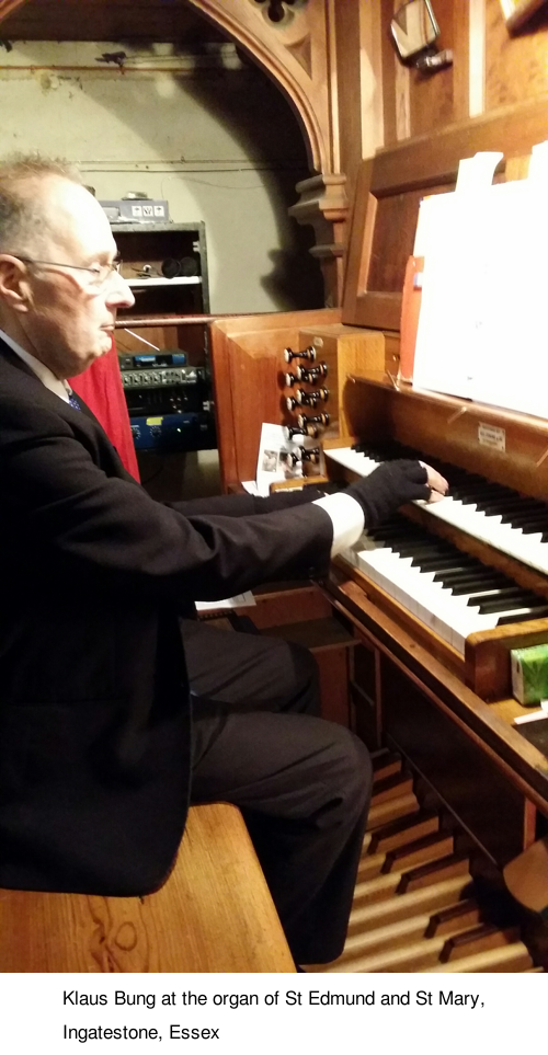 Klaus Bung at the organ of St Edmund and St Mary, Ingatestone, Essex